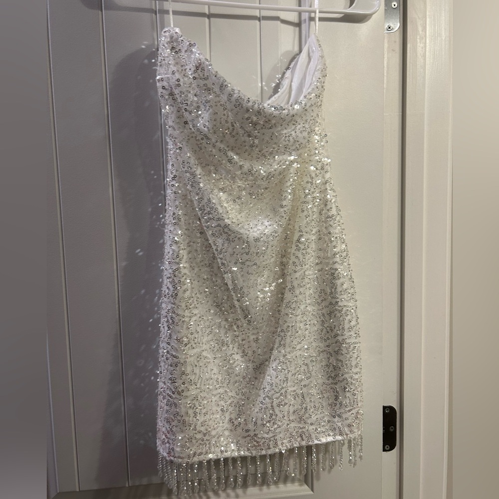 Fashion Nova white sequin mini dress